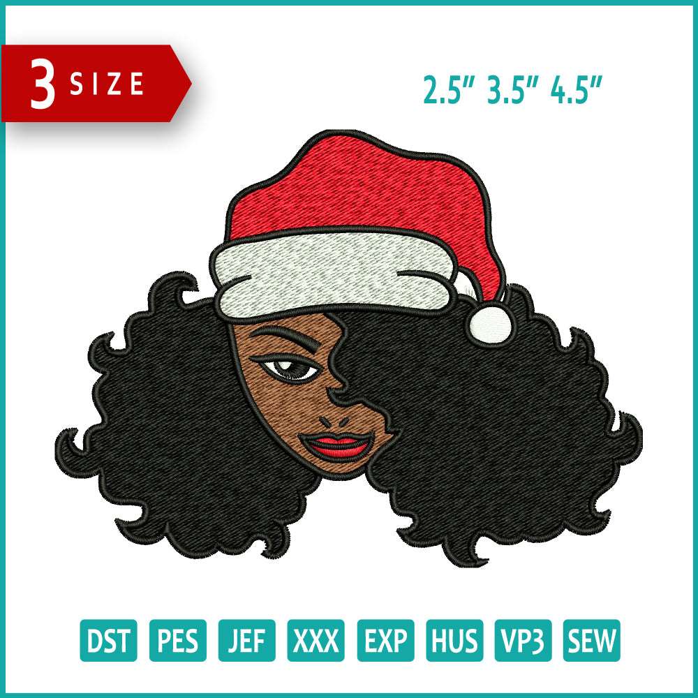 Christmas Girl Face Embroidery Design Files - 3 Size's