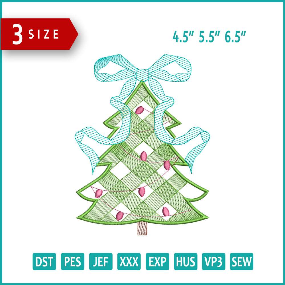 Christmas Tree v9 Embroidery Design Files - 3 Size's