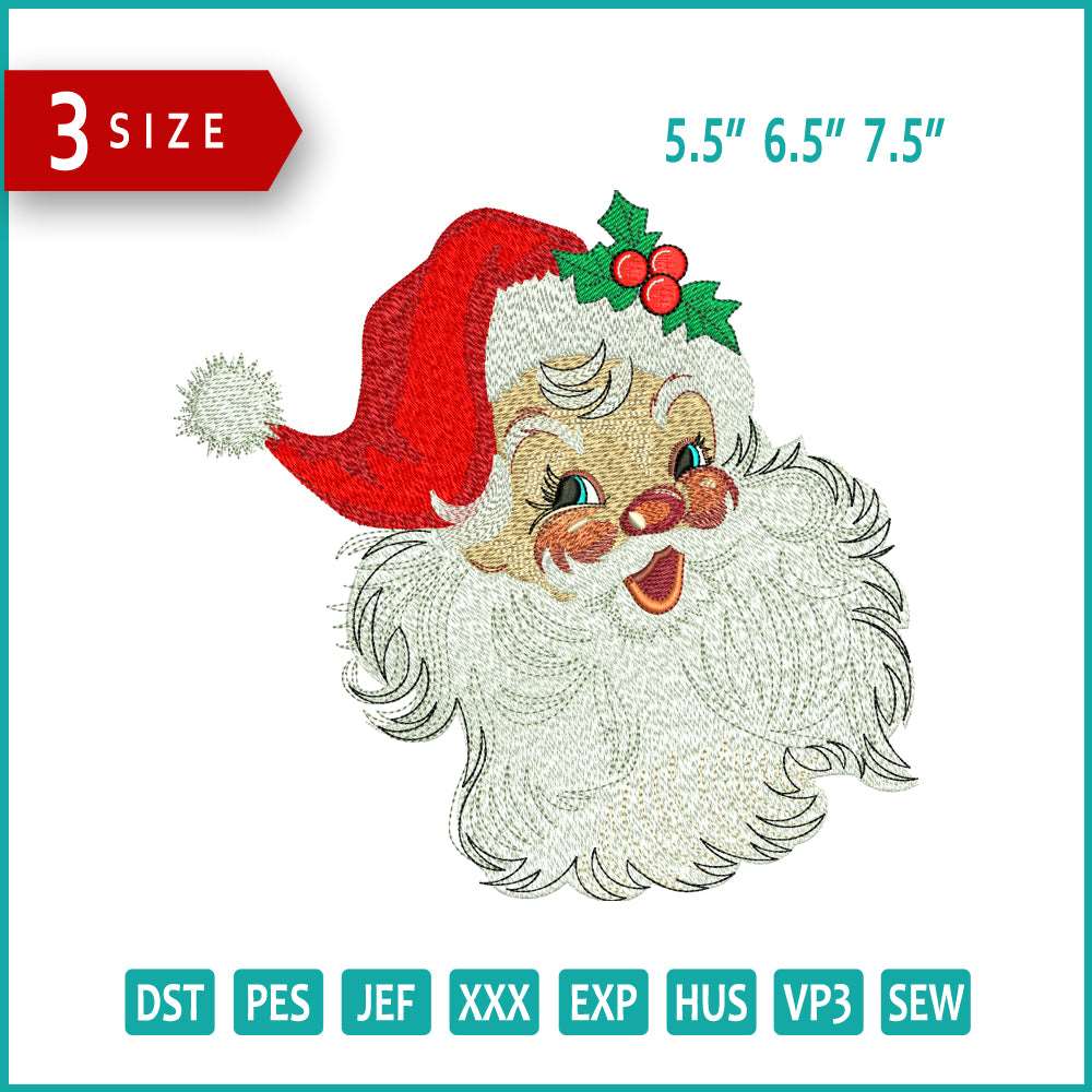 Christmas Santa Embroidery Design Files - 3 Size's