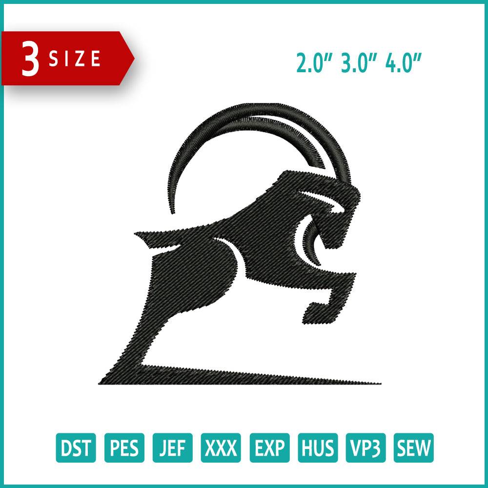 Goat Logo Embroidery Design Files - 3 Size's