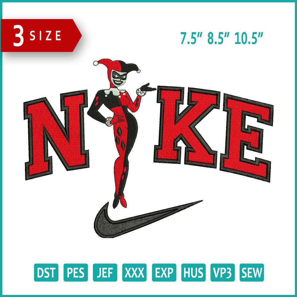 Nike Old Harley Quinn Embroidery Design Files - 3 Size's