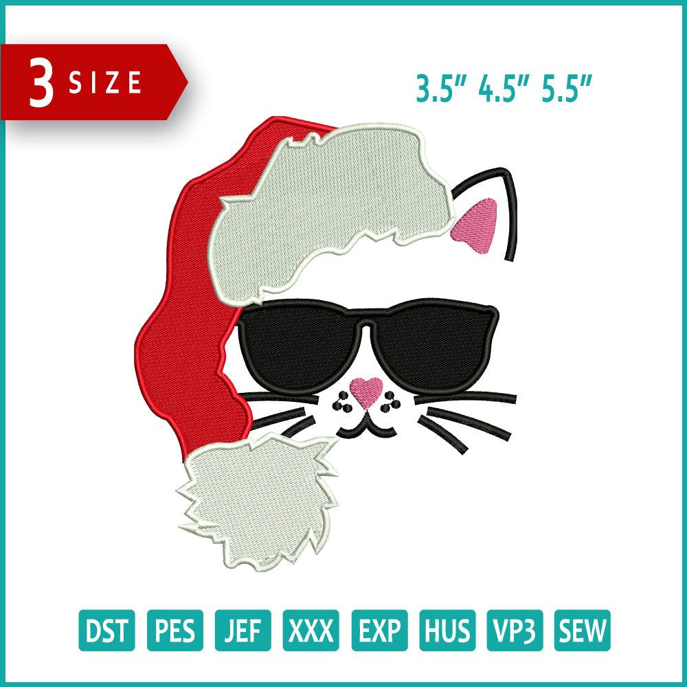 Christmas Santa Cat Embroidery Design Files - 3 Size's