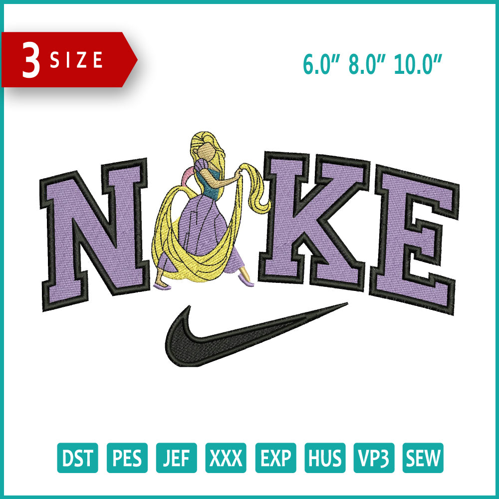 Nike Rapunzel Full Body Embroidery Design Files - 3 Size's