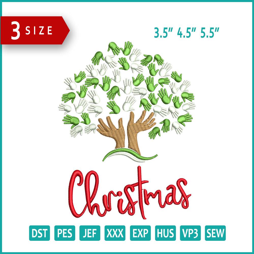 Christmas Hands Tree Embroidery Design Files - 3 Size's