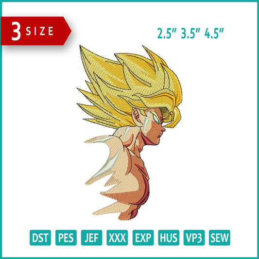 Super Saiyan Goku v4 Embroidery Design Files - 3 Size's