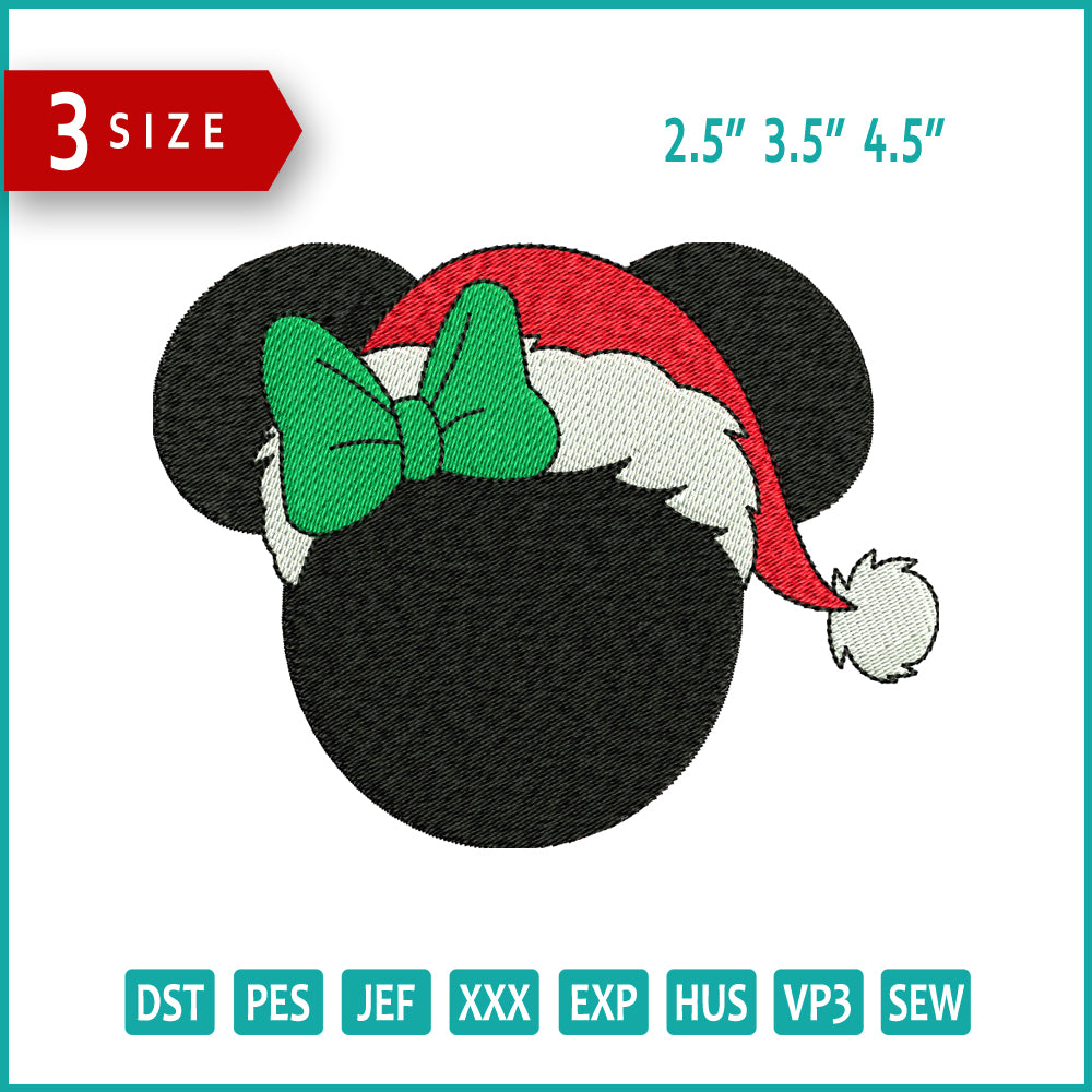 Santa Minnie Mouse Embroidery Design Files - 3 Size's