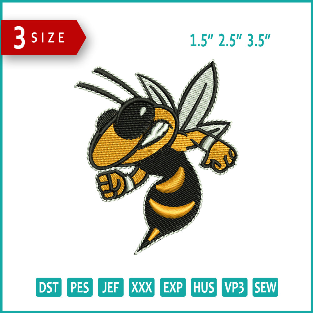 Bee Embroidery Design Files - 3 Size's
