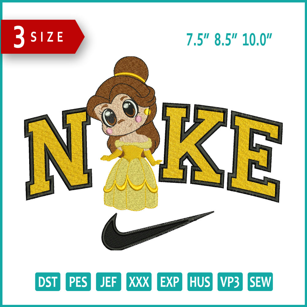 Nike Chibi Belle Embroidery Design Files - 3 Size's