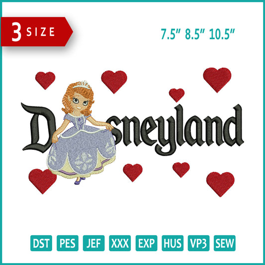 Sofia Disneyland Embroidery Design Files - 3 Sizes