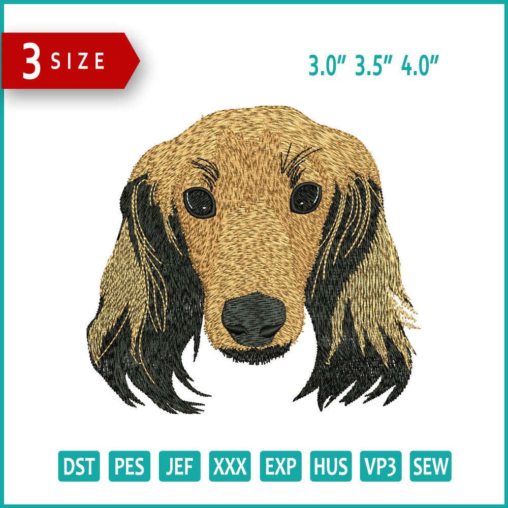 Dog Face v3 Embroidery Design Files - 3 Size's