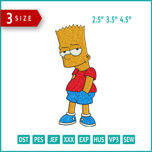 Bart Embroidery Design Files - 3 Size's