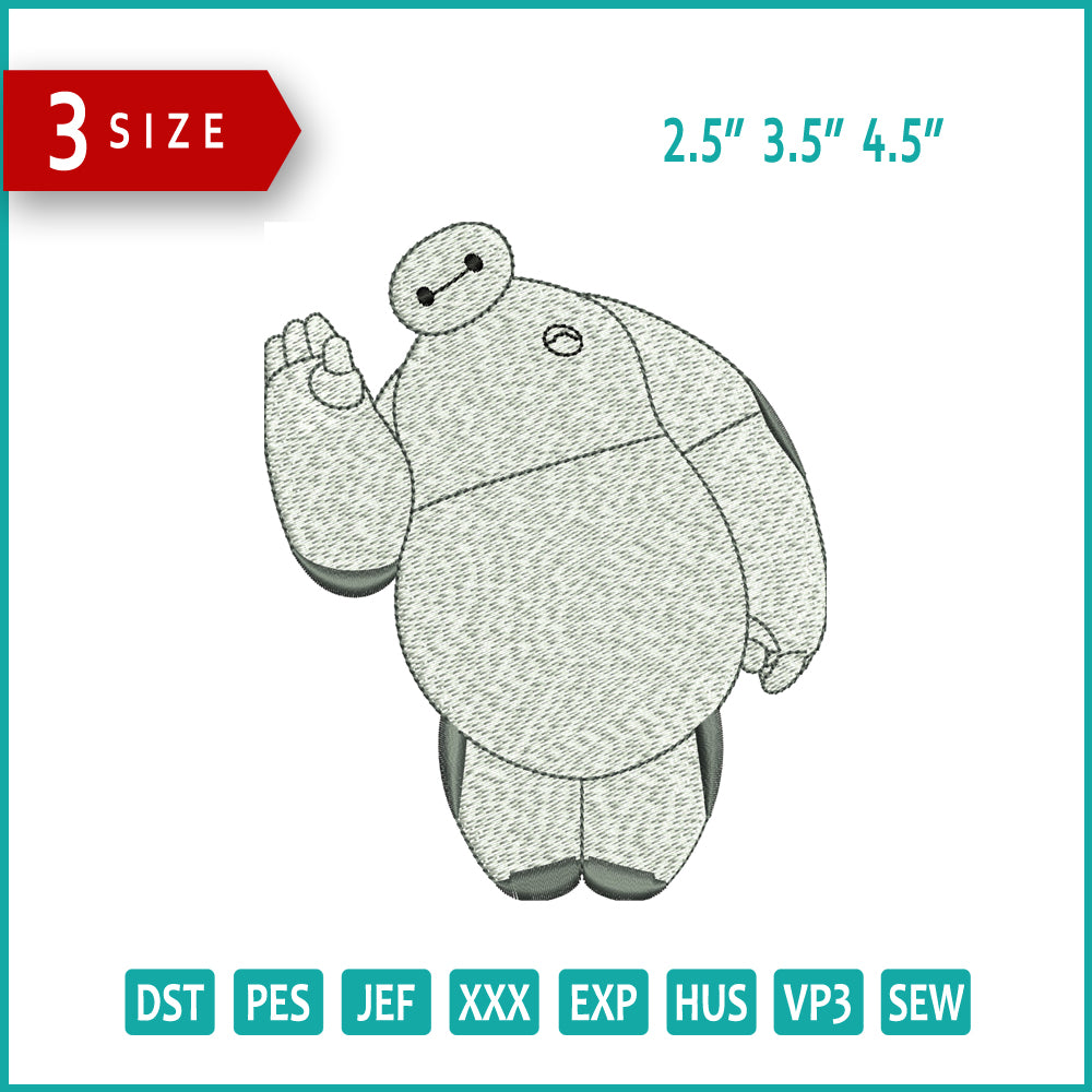 Baymax Embroidery Design Files - 3 Size's