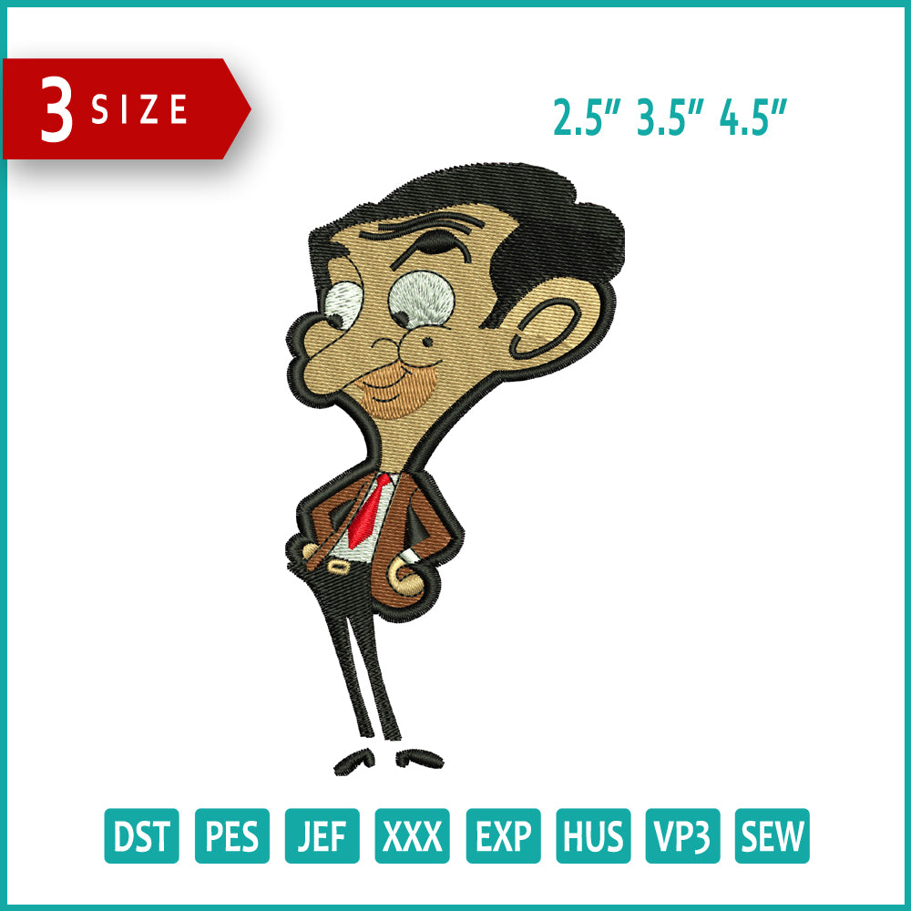 Junior Mr Bean Embroidery Design Files - 3 Size's