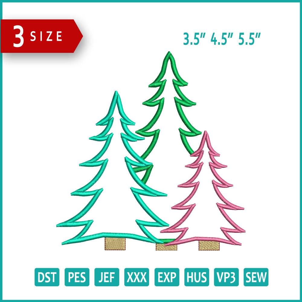 3 Christmas Tree v4 Embroidery Design 