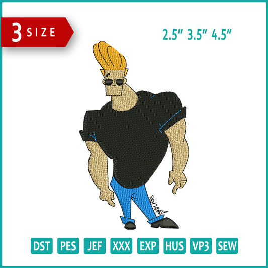 Johnny Bravo Embroidery Design Files - 3 Size's