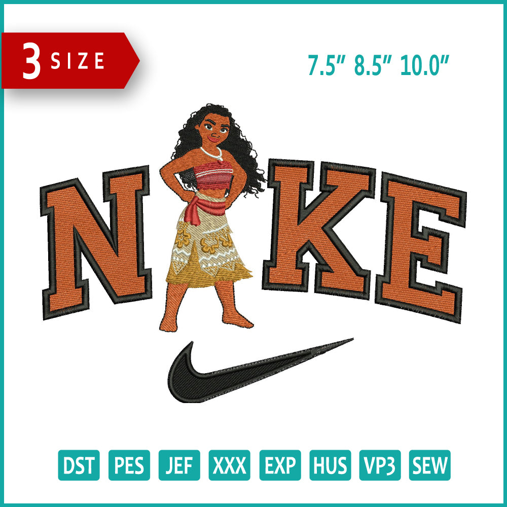 Nike Moana Embroidery Design Files - 3 Size's