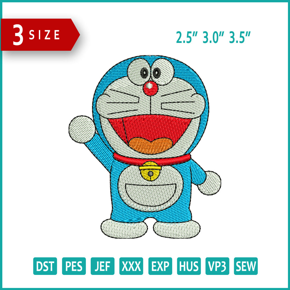 Doraemon Embroidery Design Files - 3 Sizes