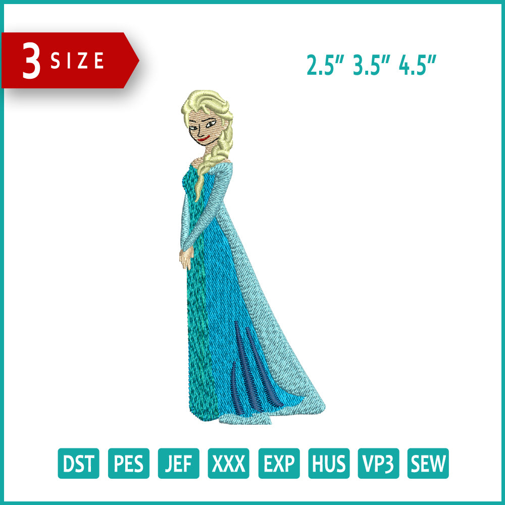 Princess Frozen Embroidery Design Files - 3 Size's