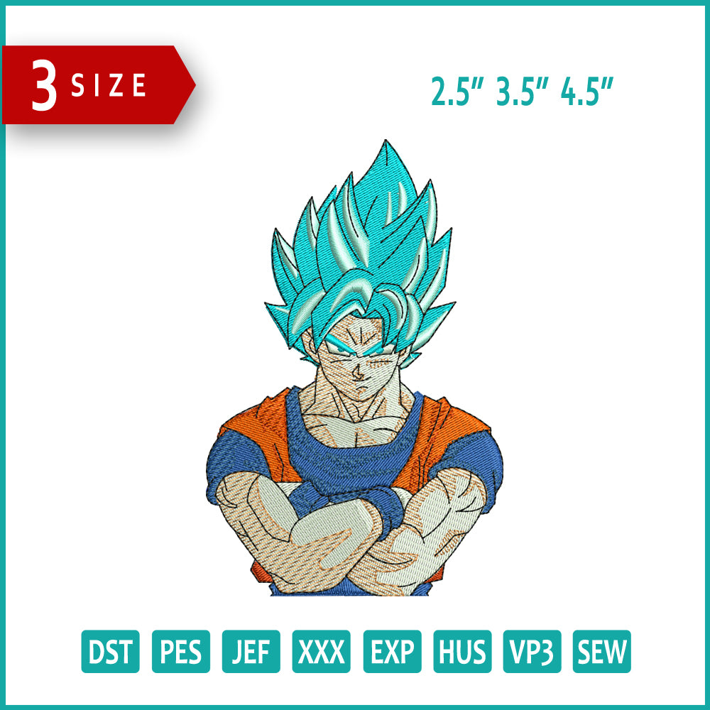 Super Saiyan Goku v2 Embroidery Design Files - 3 Size's