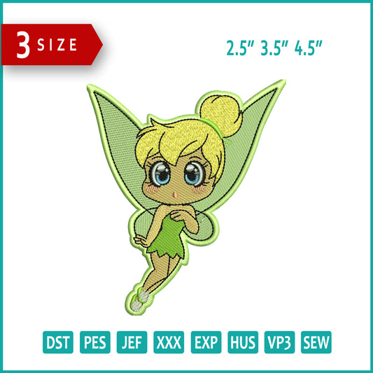 Chibi Tinkerbell Embroidery Design Files - 3 Size's