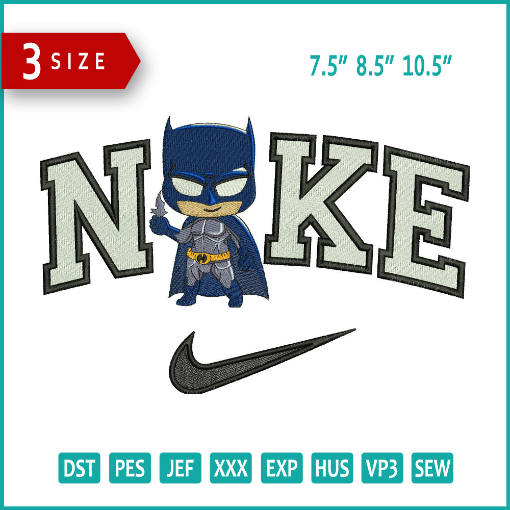 Nike Chibi Batman Embroidery Design Files - 3 Size's