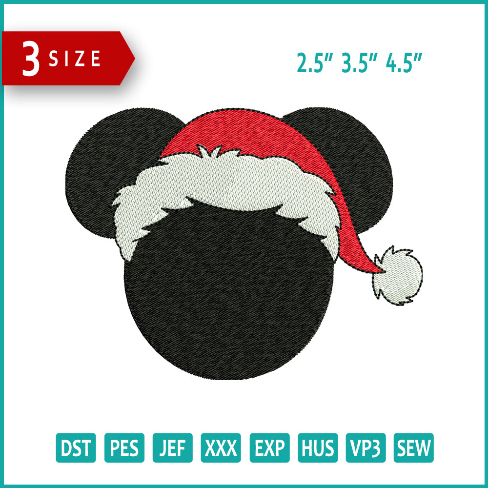 Santa Mickey Mouse Embroidery Design Files - 3 Size's