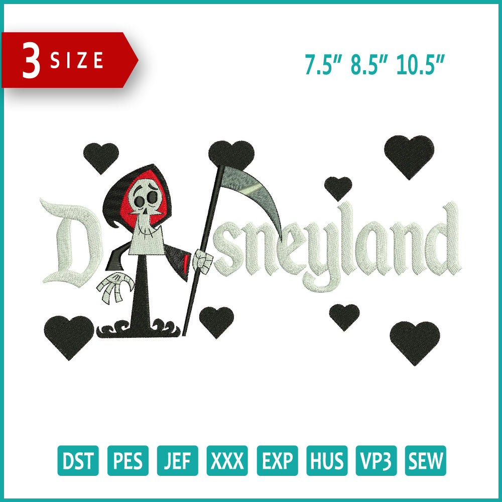 Grim Reaper Disneyland  Embroidery Design Files - 3 Size's