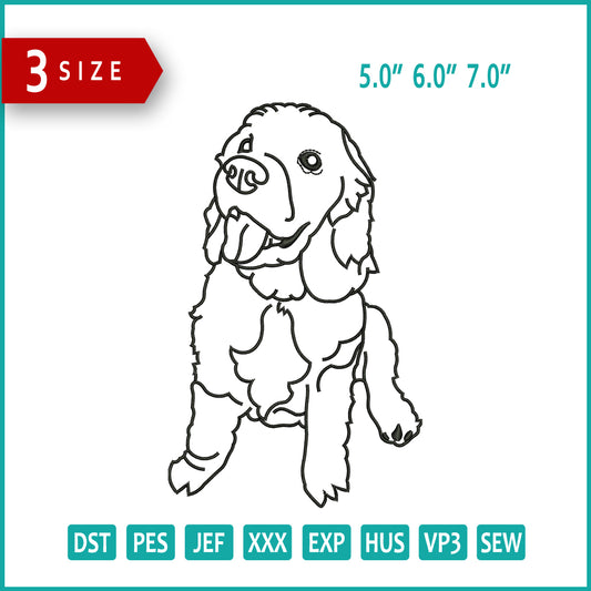 Dog Lineart Embroidery Design Files - 3 Size's