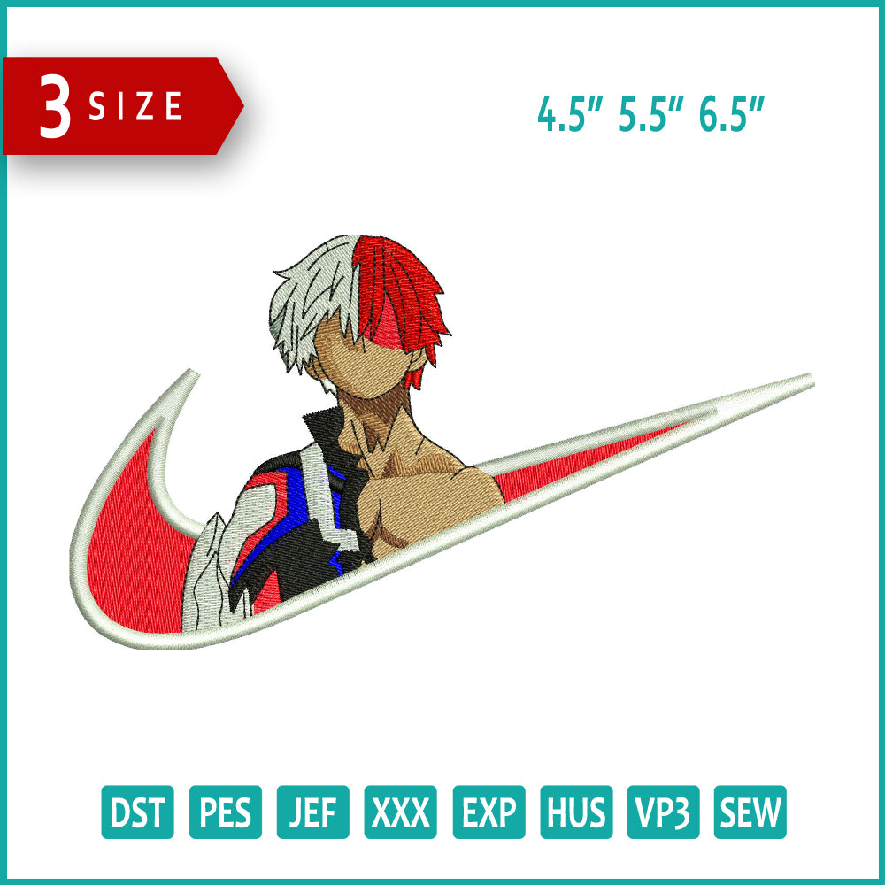 Shoto Todoroki Swoosh Embroidery Design Files - 3 Sizes