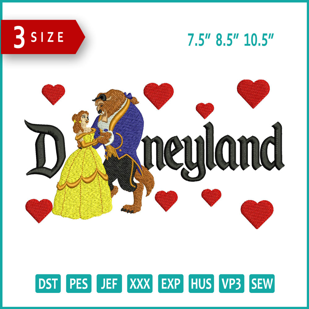 Beauty and The Beast Disneyland Embroidery Design Files - 3 Size's