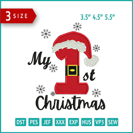 My 1st Christmas Embroidery Design Files - 3 Size's