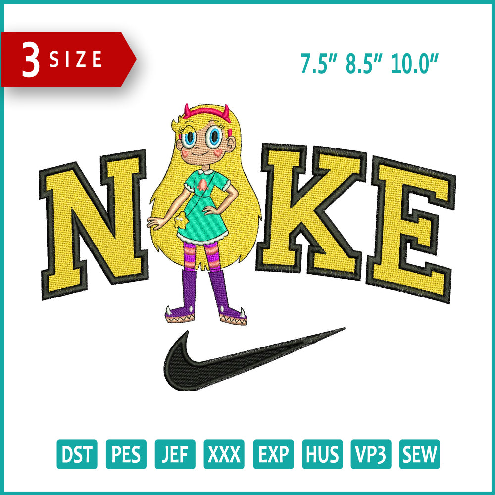 Nike Star Butterfly Embroidery Design Files - 3 Size's