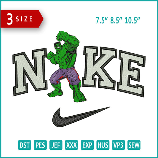 Nike Hulk Embroidery Design Files - 3 Size's