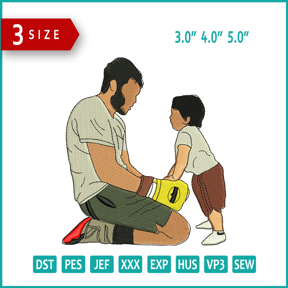 Boxing Dad and Son Embroidery Design Files - 3 Size's