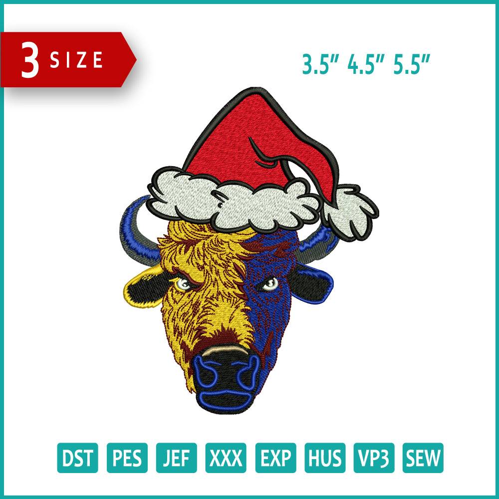 Christmas Cow Embroidery Design Files - 3 Size's