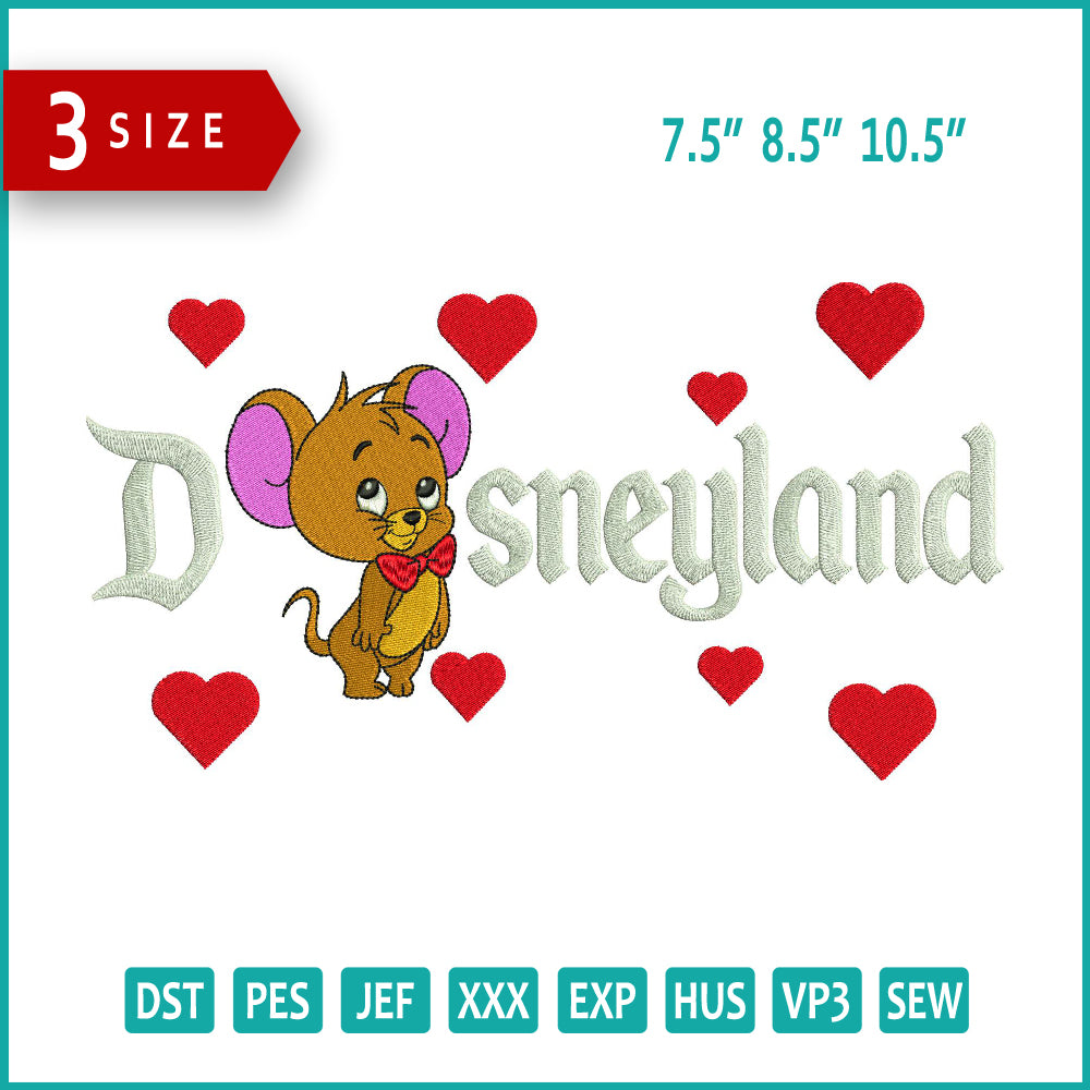 Chibi Jerry Disneyland Embroidery Design Files - 3 Size's