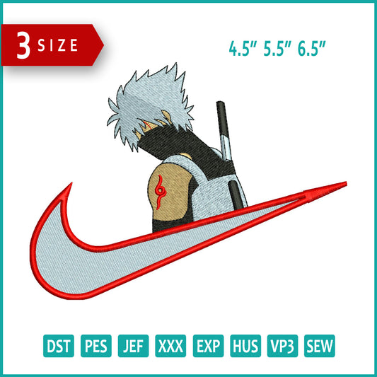 Kakashi Hatake Swoosh Embroidery Design Files - 3 Sizes