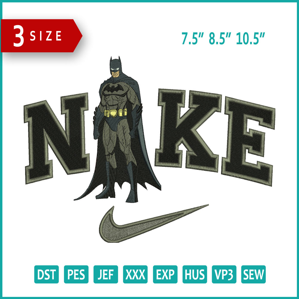 NIke Batman Embroidery Design Files - 3 Size's