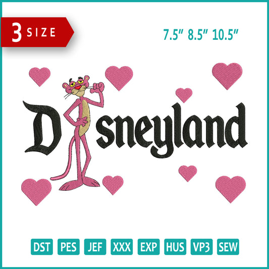 Pink Panther Disneyland Embroidery Design Files - 3 Size's