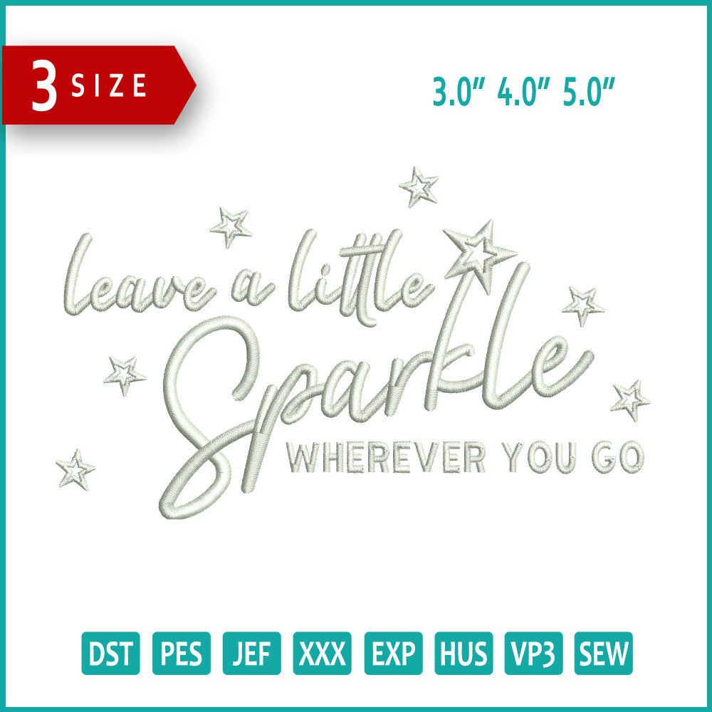 Sparkle Embroidery Design Files - 3 Size's