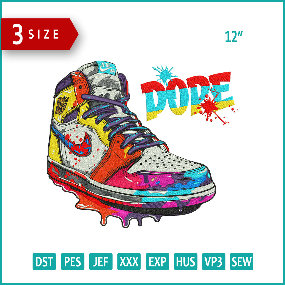 Nike Dope Sneaker Embroidery  Files - 3 Size's