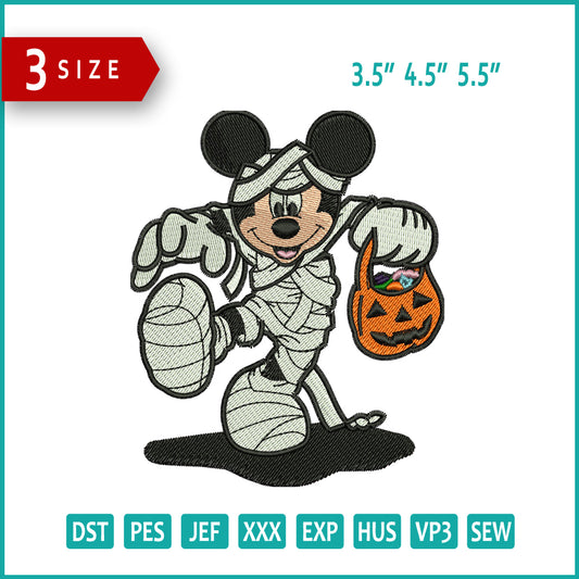 Archivos de bordado de momia de Mickey Mouse para cosplay (3 tamaños)