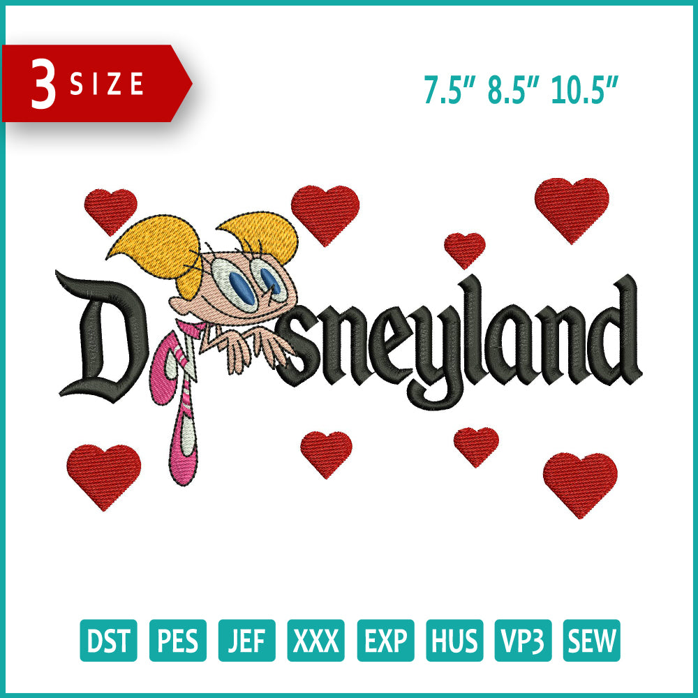 Dee Dee Disneyland Embroidery Design Files - 3 Sizes