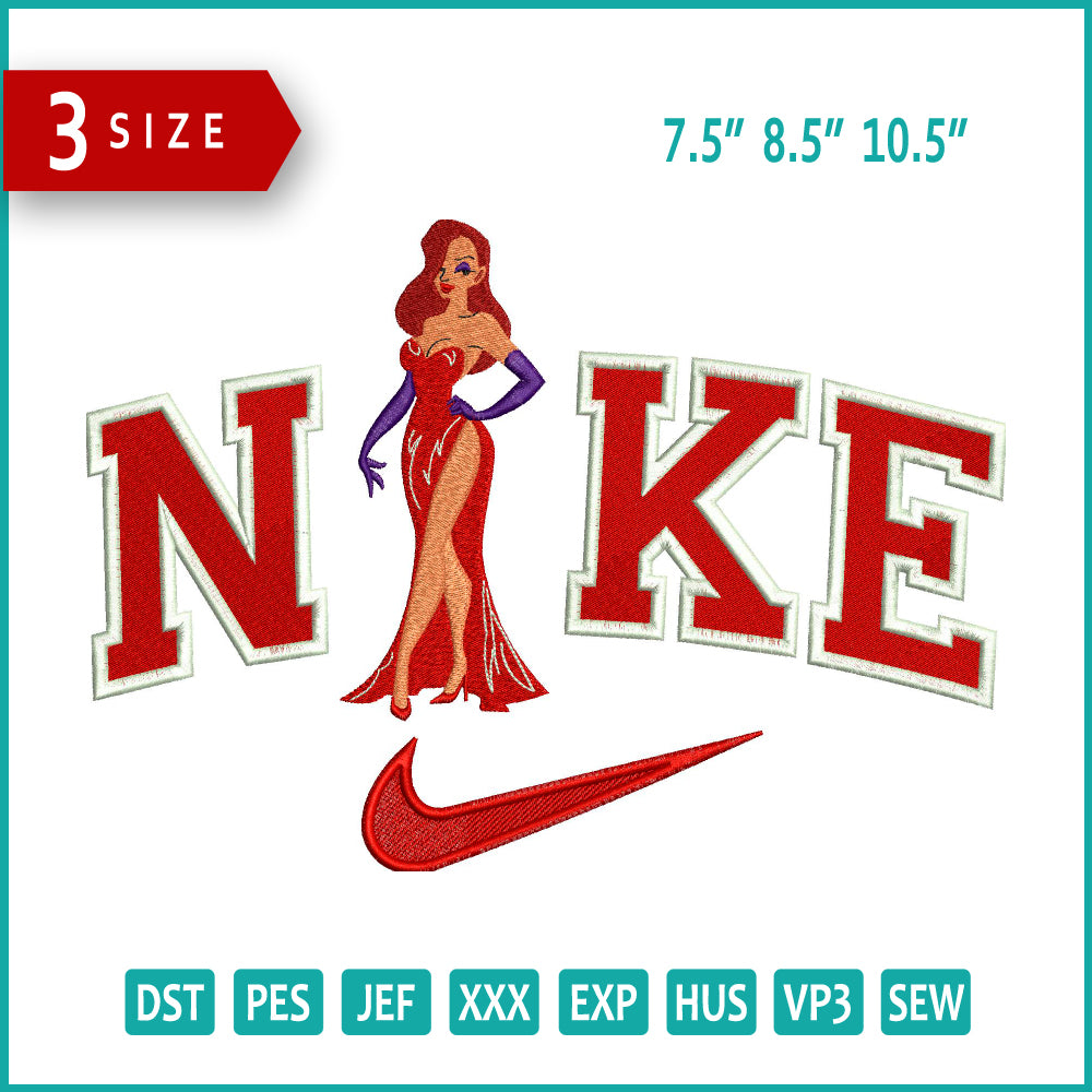 Nike Jessica Rabbit Embroidery Design Files - 3 Size's