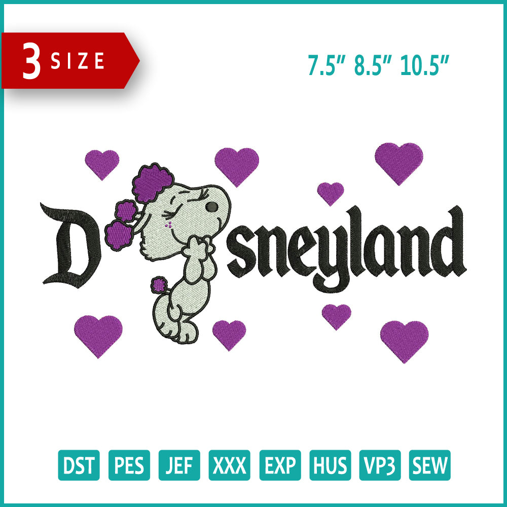 Snoopy Wife Disneyland Embroidery Design Files - 3 Size's