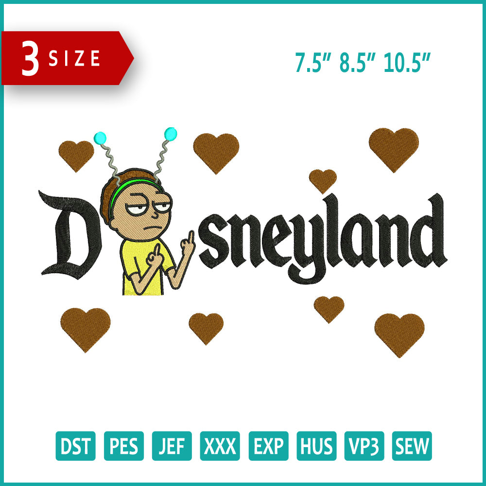 Morty Smith Disneyland Embroidery Design Files - 3 Size's