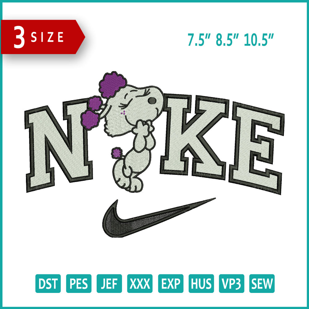 Nike Snoopy Wife Embroidery Design Files - 3 Size's