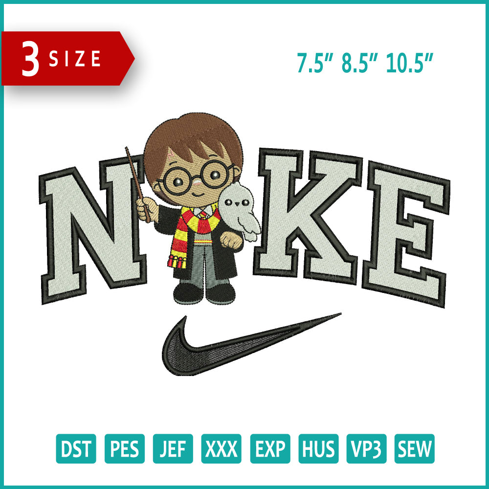 Nike Chibi Harry Potter v2 Embroidery Design Files - 3 Size's