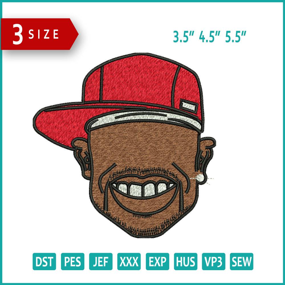 Black Man Face Embroidery Design Files - 3 Size's