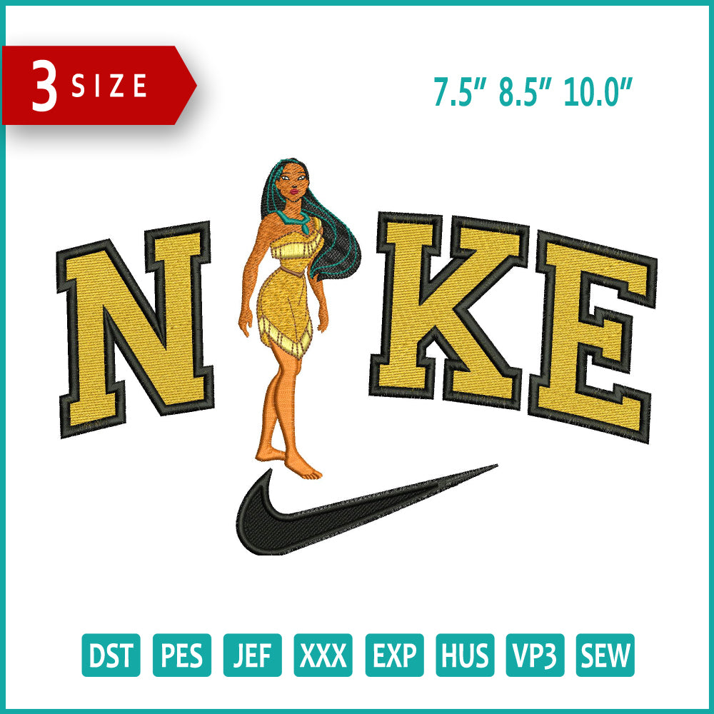 Nike Pocahontas Embroidery Design Files - 3 Size's